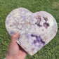 XXL Pink Amethyst with Druzy Amethyst Heart