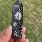 Black Obsidian Silver Etched Obelisk