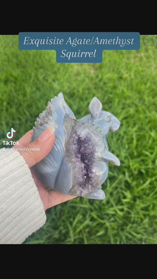 Large Blue and White Agate Squirrel from Brazil