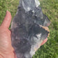 Rare Teal Blue with Purple Border Fluorite Specimen with Peach Stilbite