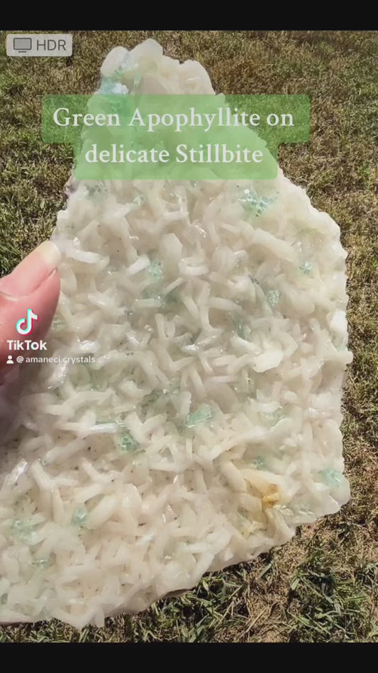 Green Apophyllite on Stilbite